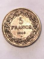 Munt zilver België 5 FR Leop I gelauwerd jaartal 1848, Postzegels en Munten, Zilver, Ophalen of Verzenden, Zilver, Losse munt