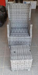 Verstelbare tuinstoel met voetenbankje, Enlèvement, Comme neuf, Osier, Ajustable