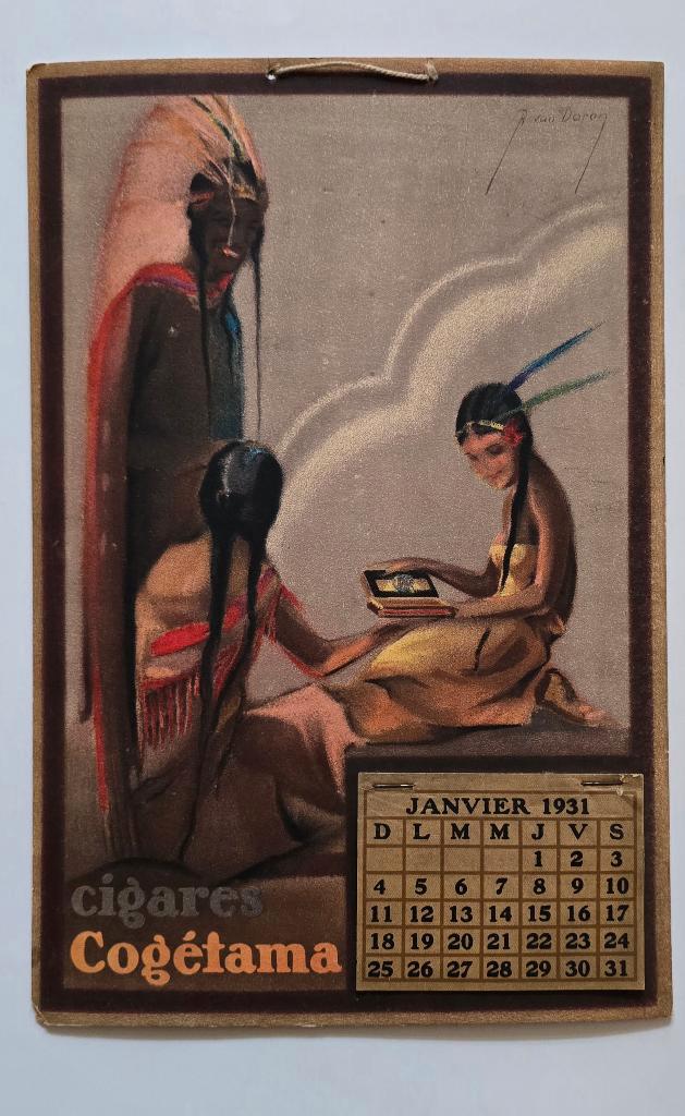 Cigares COGETAMA Carton publicitaire calendrier 1931, Collections, Marques & Objets publicitaires, Utilisé, Panneau publicitaire