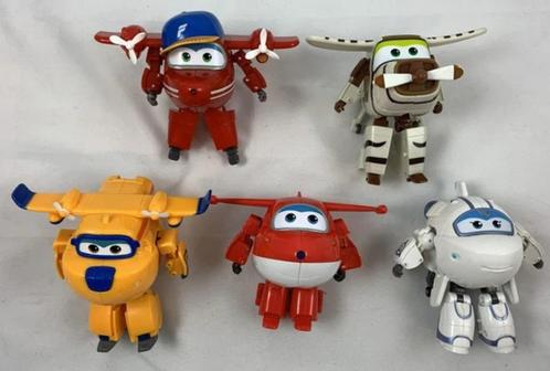 Super Wings tranformerende figuren Set 5 stuks 15 cm robots, Kinderen en Baby's, Speelgoed | Actiefiguren, Zo goed als nieuw, Verzenden