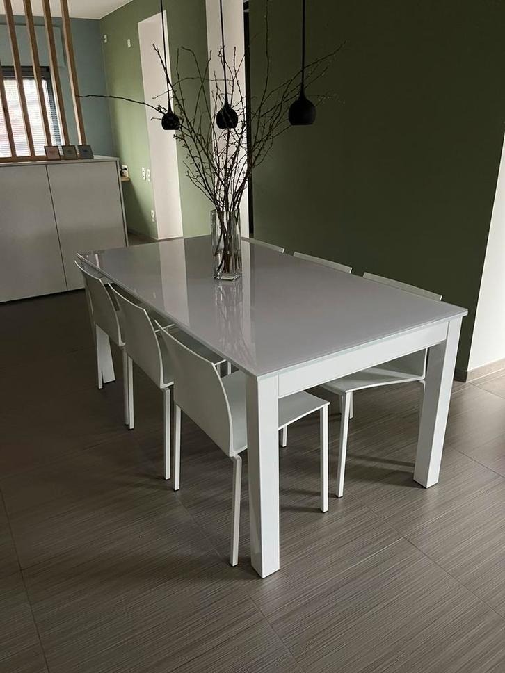 Tafel met zes stoelen - Table et six chaises, Huis en Inrichting, Tafels | Eettafels, Zo goed als nieuw, 150 tot 200 cm, 200 cm of meer