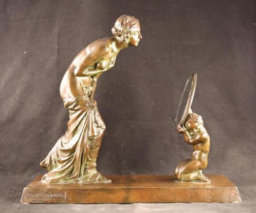 Groot antiek bronzen sculptuur uit Parijs, Antiek en Kunst, Kunst | Beelden en Houtsnijwerken, Verzenden