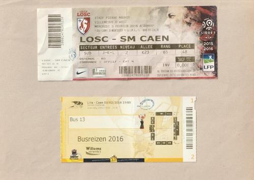 Ligue 1 : Lille - Caen, ticket, 03/02/2016, Verzamelen, Sportartikelen en Voetbal, Gebruikt, Overige typen, Ophalen of Verzenden