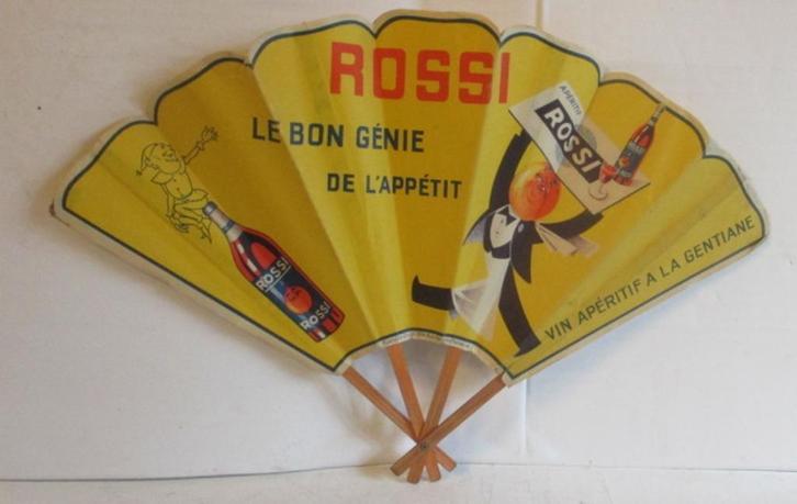 ventilateur publicitaire en papier art déco Rossi Apéritif, Antiquités & Art, Curiosités & Brocante, Envoi