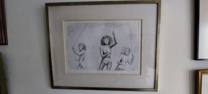 Roland Devolder - ets - "drie meisjes vliegeren - Nr/get, Antiek en Kunst, Kunst | Etsen en Gravures, Ophalen of Verzenden