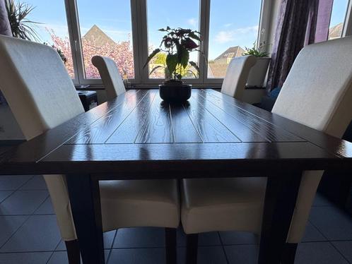 Table de salon + 3 chaises cuir, Huis en Inrichting, Tafels | Salontafels, Gebruikt, 75 cm of meer, 50 tot 100 cm, 150 tot 200 cm