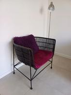 Zwarte rotan loungestoel, Huis en Inrichting, Ophalen, Minder dan 75 cm, Zo goed als nieuw, 50 tot 75 cm