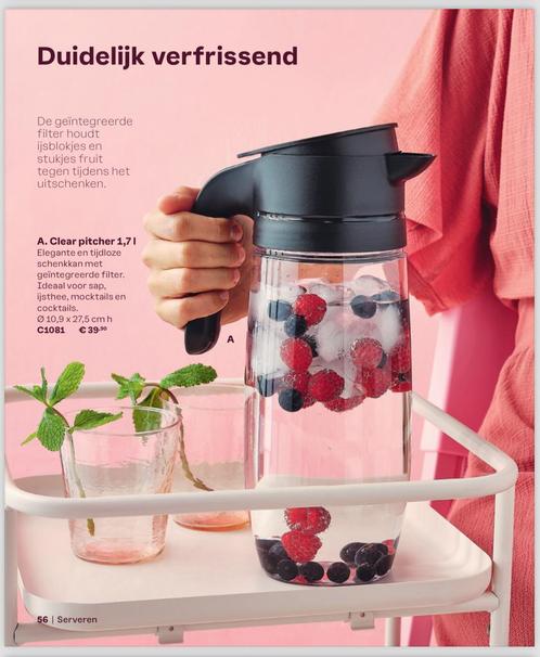 Tupperware - Pichet transparent Jug 1,7 L, Maison & Meubles, Cuisine| Tupperware, Neuf, Bol ou Canette, Enlèvement ou Envoi