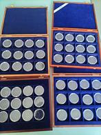 4 houten muntcassettes met muntcapsules, Postzegels en Munten, Ophalen of Verzenden