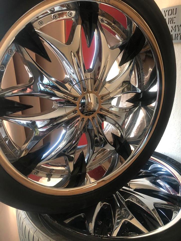 24 inch chrome velgen met banden, Auto-onderdelen, Banden en Velgen, Band(en), Ophalen