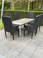 BOREK 6 x stoel gevlochten zwart-bruin, Tuin en Terras, Ophalen, Gebruikt, Textileen