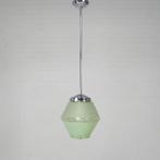 Art Deco hanglamp met groene glazen kap, jaren 30, Ophalen of Verzenden