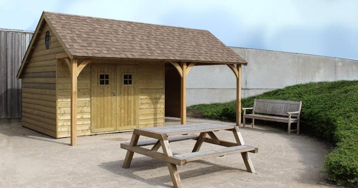 Landelijk tuinhuis LODGE in diverse standaard maten, Hobby en Vrije tijd, Overige Hobby en Vrije tijd, Nieuw, Verzenden