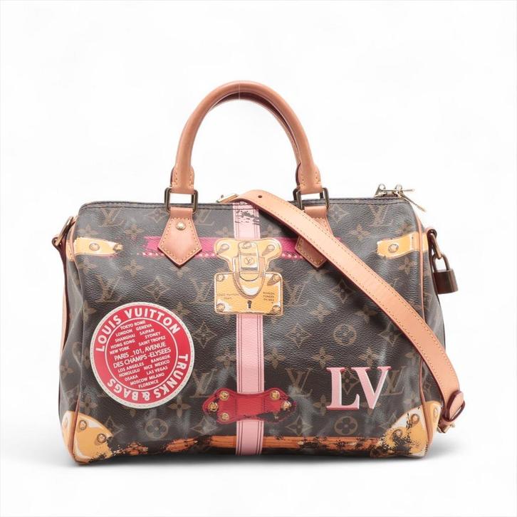 Louis Vuitton Speedy 30 zomerkoffer, Handtassen en Accessoires, Tassen | Damestassen, Gebruikt, Handtas, Bruin, Verzenden