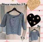 Blouse pour femme-gris et blanc-Jbc-T.S, JBC, Ophalen of Verzenden, Maat 36 (S), Grijs