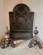 Haardset openhaard haardplaat bokken gietijzer, Enlèvement, Comme neuf