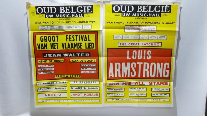 2 originele Belgische theateraffiches uit 1959 "Oud Belgie", Verzamelen, Merken en Reclamevoorwerpen, Gebruikt, Reclamebord, Ophalen of Verzenden
