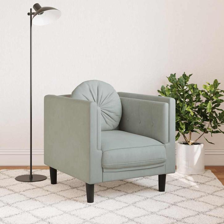 Fauteuil met kussen fluweel lichtgrijs, Huis en Inrichting, Zitzakken, Nieuw, Verzenden