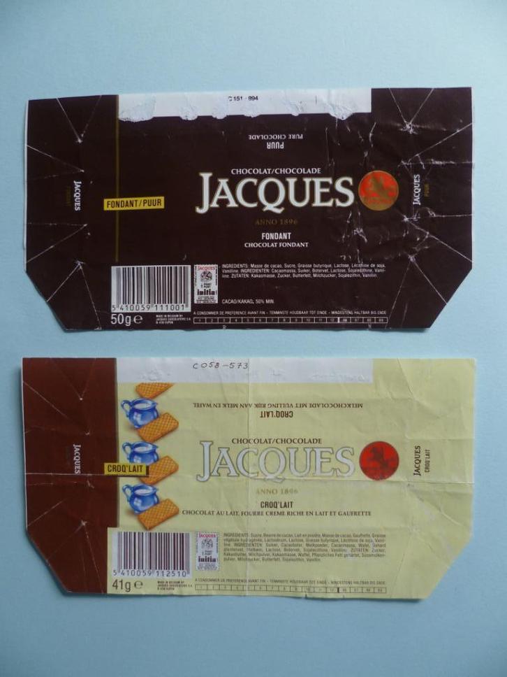 chocolade Jacques chocolat omslagen emballage '80 initia x 2, Verzamelen, Overige Verzamelen, Gebruikt, Ophalen of Verzenden
