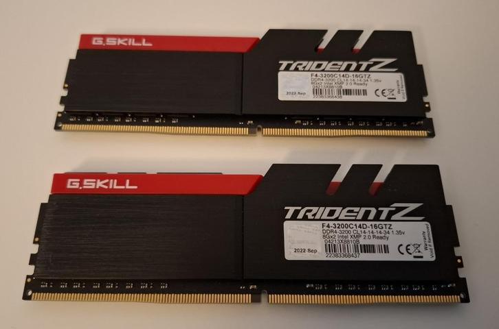 16gb 3200 CL14 ( 2x 8gb kit) G.Skill TridentZ, Computers en Software, RAM geheugen, Zo goed als nieuw, Desktop, 16 GB, DDR4, Ophalen of Verzenden