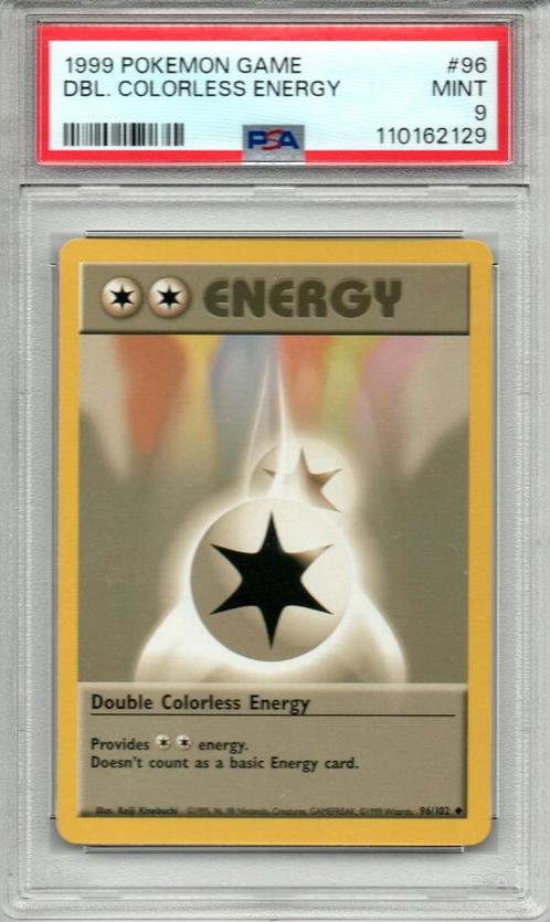 Double colorless energy Psa 9 Base set unlimited, Hobby en Vrije tijd, Scrapbooking, Zo goed als nieuw, Ophalen of Verzenden