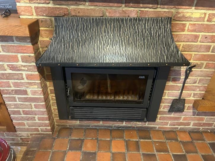 Inbouwkachel allesbrander met blazer flam, Huis en Inrichting, Kachels, Gebruikt, Inbouw, Allesbrander, Hout, Ophalen