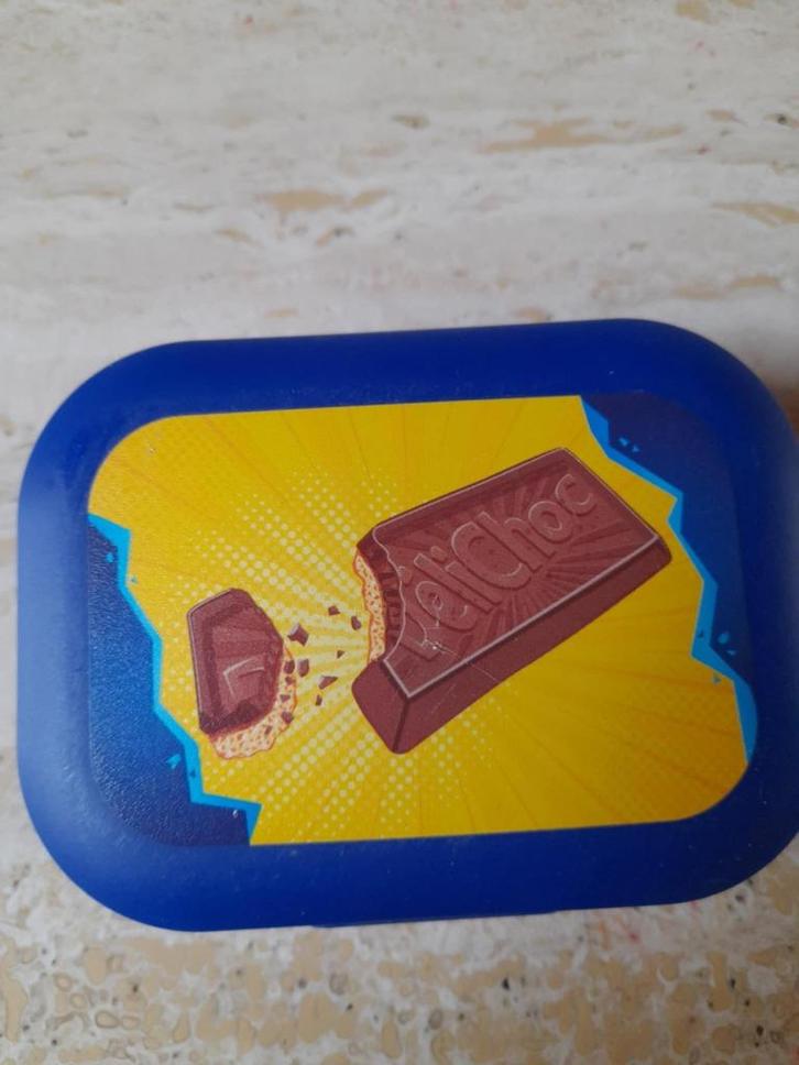 Blauw DeliChoc doosje om koekjes in te steken, Verzamelen, Merken en Reclamevoorwerpen, Nieuw, Gebruiksvoorwerp, Ophalen of Verzenden