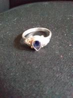 Zilveren ring met blauw steentje, Bijoux, Sacs & Beauté, Bagues, Comme neuf, Avec pierre précieuse, Bleu, Argent