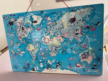 Jolie carte du monde - puzzle Vilac magnétique en bois, Enlèvement, Comme neuf, Garçon ou Fille