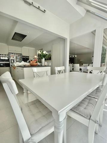 Table blanche extensible et élégante (style classique), Ophalen, 100 tot 150 cm, 50 tot 100 cm, Zo goed als nieuw