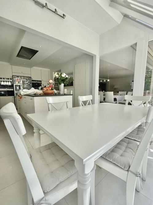 Table blanche extensible et élégante (style classique), Huis en Inrichting, Tafels | Eettafels, Zo goed als nieuw, 50 tot 100 cm