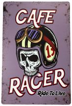 Metalen CAFE RACER, RIDE TO LIVE vintage look wandplaat, Nieuw