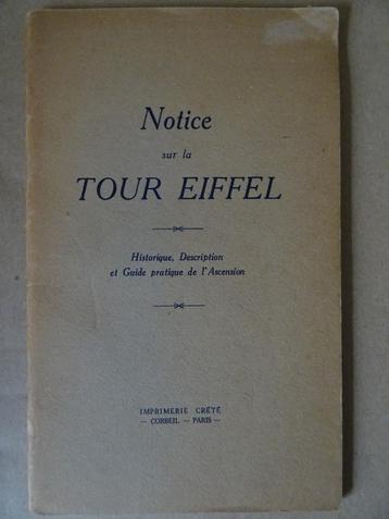 Notice sur la tour Eiffel boekje Parijs Eiffeltoren 1923 beschikbaar voor biedingen