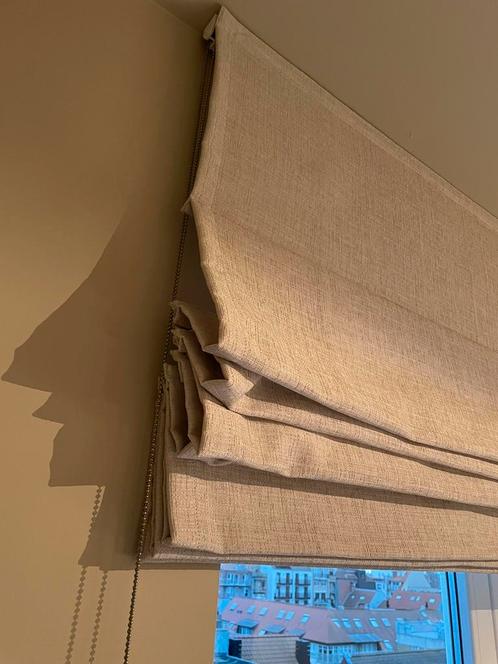 2 beige vouwgordijnen 2m40 x 1m20, Huis en Inrichting, Stoffering | Gordijnen en Lamellen, Zo goed als nieuw, 200 cm of meer, 100 tot 150 cm