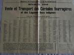 Affiche Vente et transport des céréales fourragères 1940, Comme neuf, Affiche ou Poster pour porte ou plus grand, Enlèvement ou Envoi