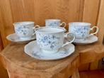 Set 4 kopjes bordjes Mitterteich blauw retro vintage, Antiek en Kunst, Ophalen of Verzenden