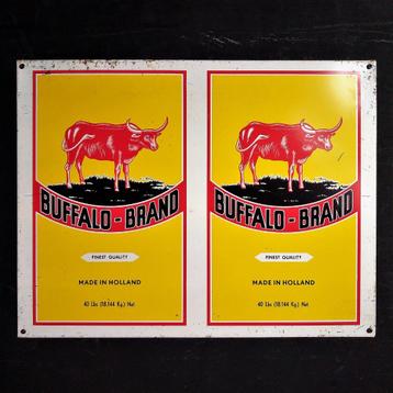 Oud Reclamebord BUFFALO BRAND Mozzarella 1963 Blik Verblifa  beschikbaar voor biedingen