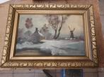 Winterlandschap...37cm op 27cm, Antiek en Kunst, Ophalen of Verzenden