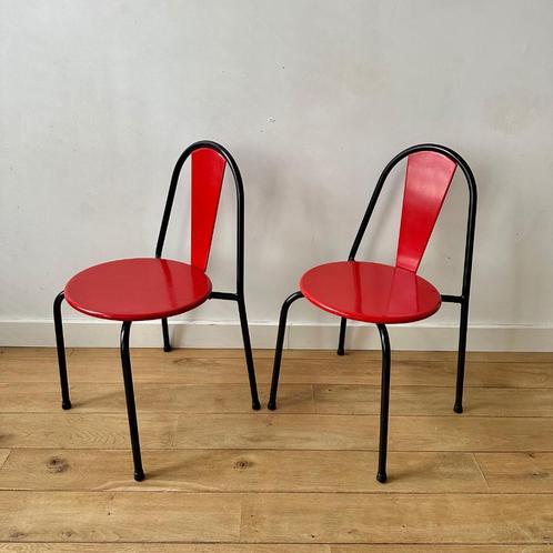 70S BONALDO STOELEN • per stuk, Huis en Inrichting, Stoelen, Gebruikt, Twee, Metaal, Rood, Ophalen