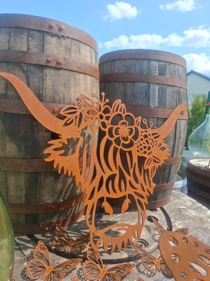 Schotse hooglander in 5mm echt cortenstaal! EYECATHER, Tuin en Terras, Tuinwanddecoratie, Ophalen