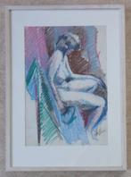 JAN VAN DER VEER/ NAAKTE VROUW / ORGINEEL / 73x53cm / KADER, Ophalen