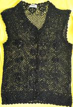 Gilet au crochet, de marque Folina, taille 46-48, Noir, Porté, Folina, Taille 46/48 (XL) ou plus grande