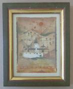 RENE CARCAN / CHATEAU SUR RHIN / KLEURETS + RELIEF / 26x21cm, Ophalen of Verzenden