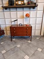 Vintage commode scandinave 3 tiroirs placage bois de teck, Ophalen of Verzenden, Zo goed als nieuw, Teakhout
