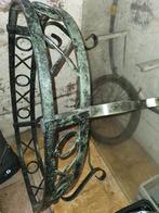 Antieke handgemaakte salontafel in goede staat met glas, Ophalen of Verzenden