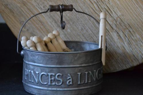 Wasknijperbakje / Wasknijpermandje - Landelijk zink -pinces, Tuin en Terras, Droogmolens en Wasrekken, Nieuw, Overige typen, Ophalen of Verzenden