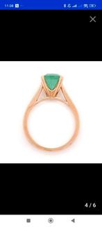 2,10ct Emerald ring Rosé goud, Bijoux, Sacs & Beauté, Bagues, Comme neuf, Or, Enlèvement ou Envoi, Or