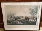 2 kaders lithografie  Foxhunt. 118/E., Antiek en Kunst, Ophalen