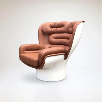 Cognac Elda chair Joe Colombo for Longhi Italy-Showroommodel beschikbaar voor biedingen