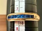 18 karaat gouden ring natuurlijke diamant en saffier!, Handtassen en Accessoires, Ringen, Geel, Ophalen of Verzenden, 17 tot 18